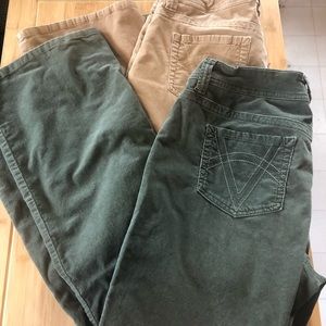 Two pairs of corduroy pants.